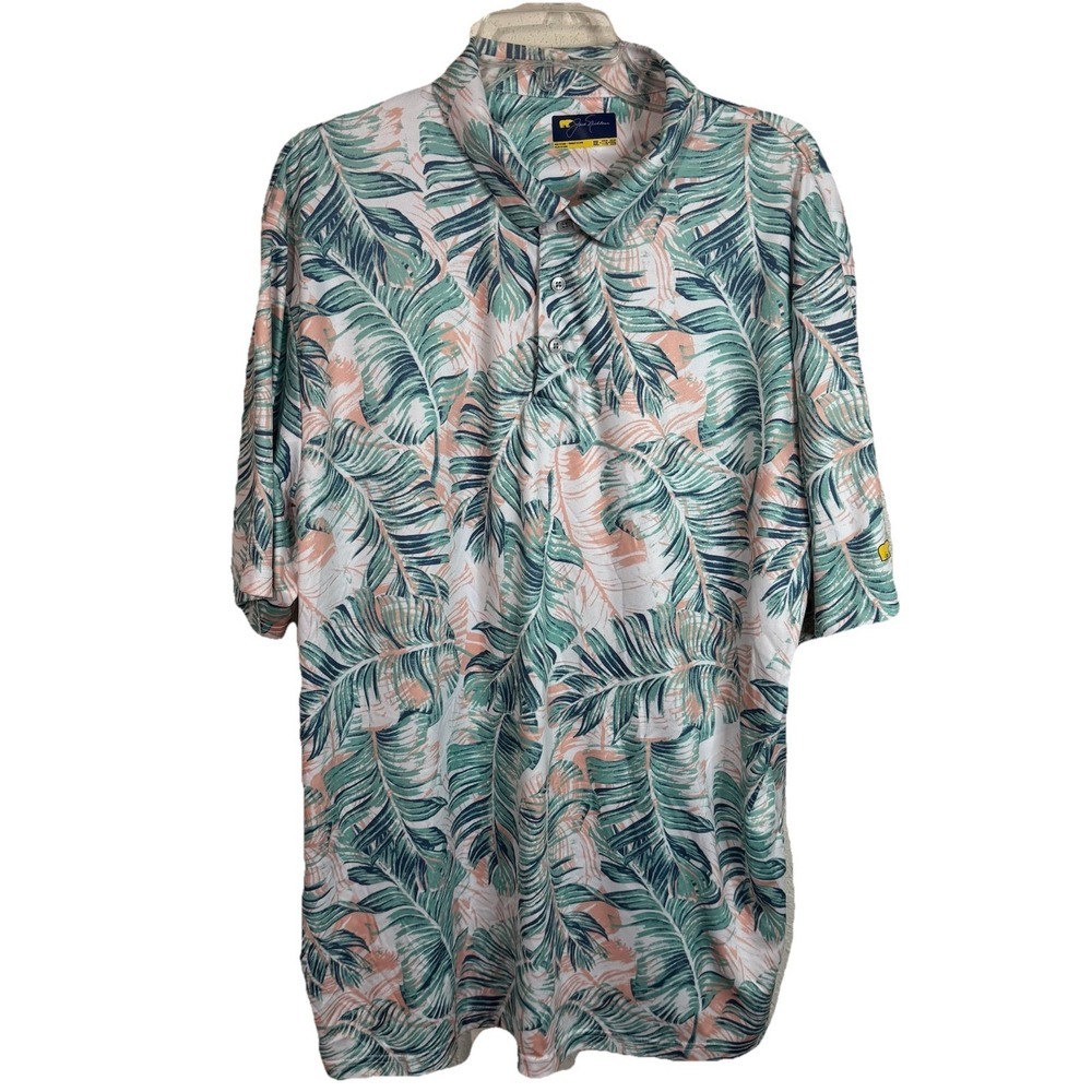 Jack Nicholson golf polo shirt Hawaiian style 2XL Green And Pink Short Sleeve‎